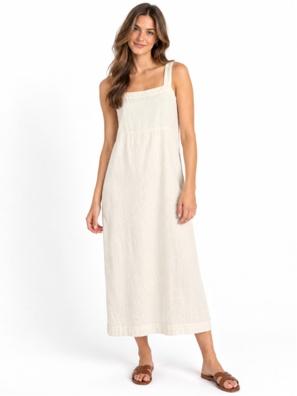 Abercrombie & Fitch Maxi Linen Dress, Size L, White, NWT
